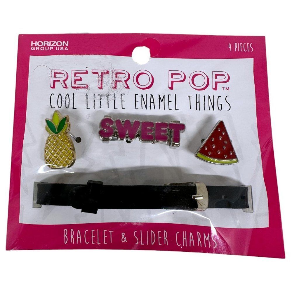 Retro Pop Black Bracelet & Slider Charms - Picture 1 of 5